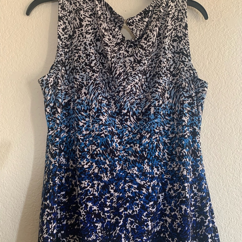 Calvin Klein Silver and Blue Ruched Tie Front Blouse - Picture 2 of 8